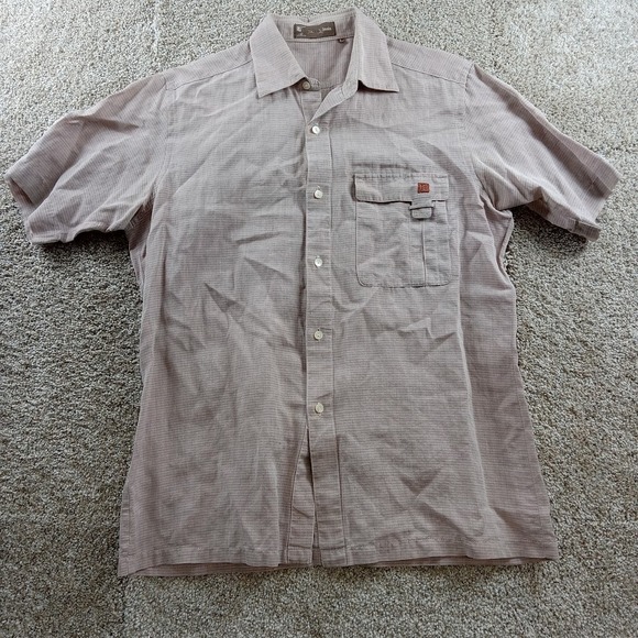 Balmain Paris Shirt Mens Large Pink‎ Gray Reverse Dye Cotton Button Up*